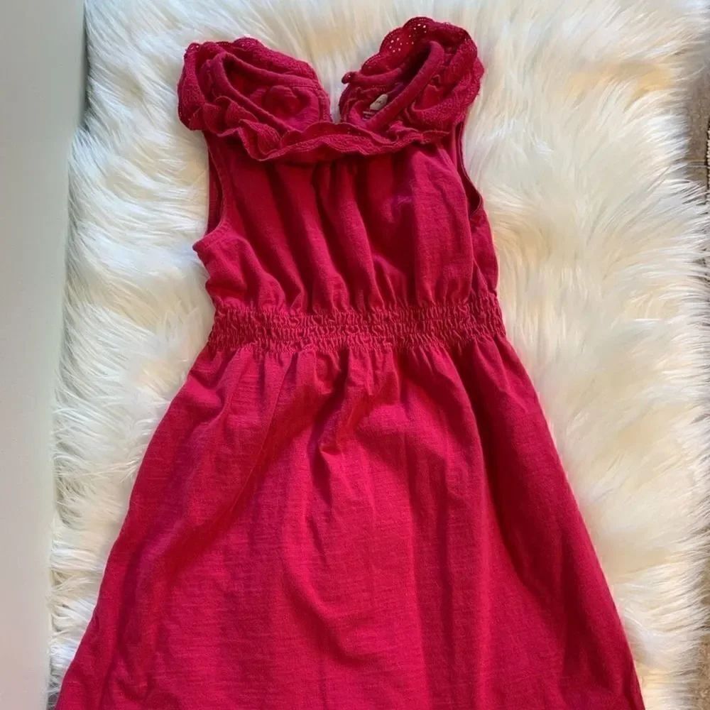Girls Tea Pink Dress with Eyelet Ruffles! ❤️